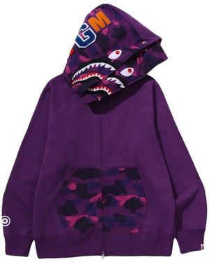 A Bathing Ape Colour Camo Shark Full-Zip Hoodie - Purple