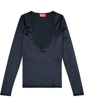 DIESEL T-Elphin-Ls Oval D Scoop-Neck Top - Blue