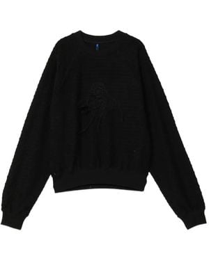 Adererror Crochet-Patch Textured-Finish Sweater - Black