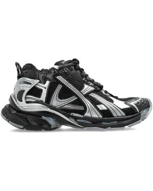 Balenciaga Lace-Up Metallic Trainers - Black