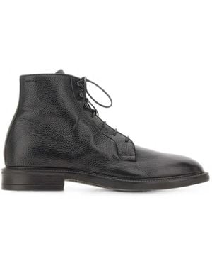 Alexander Hotto Grained Leather Ankle Boots - Black