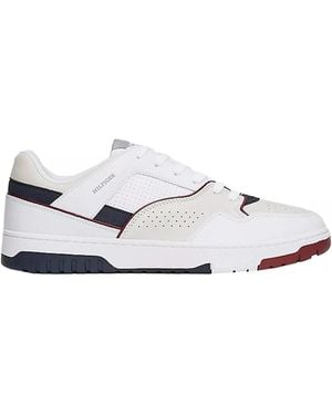 Tommy Hilfiger Colour-Block Leather Trainers - White