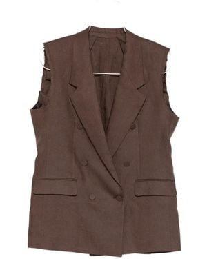 MARSĒM Double-Breasted Sleeveless Suit - Brown