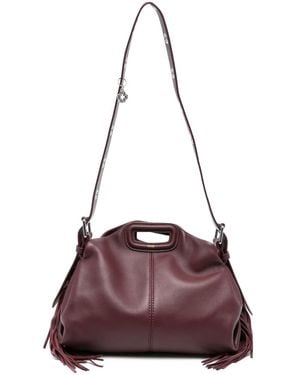 Maje Fringed Leather Tote Bag - Purple