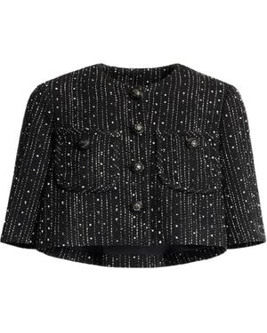 Elie Saab Tweed Cropped Jacket - Black