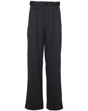 Emporio Armani Seersucker-Textured Pleated Trousers - Blue