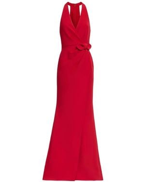 Elie Saab Bow-Detail Halterneck Maxi Dress - Red