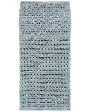 A.M.G Falda Midi De Punto Flojo - Azul