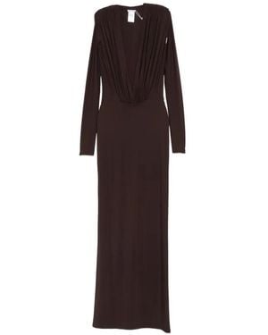 Amazuìn Rasha V-Neck Ruched Maxi Dress - Brown