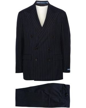Polo Ralph Lauren Double-Breasted Pinstriped Suit - Blue