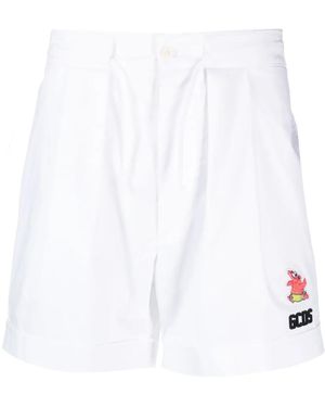 Gcds Logo-Patch Cotton Shorts - White