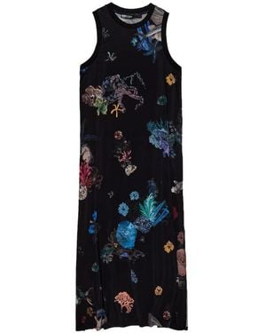 Bimba Y Lola Side Slit Floral Midi Dress - Black