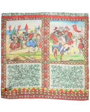 Dolce & Gabbana Knight-Print Silk Scarf - Green
