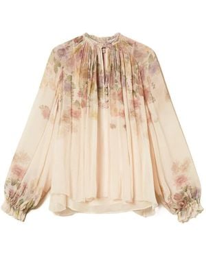 Twinset Floral Crépon Blouse - Natural
