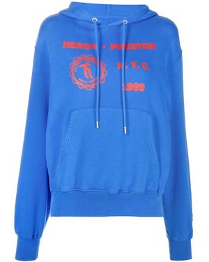 Heron Preston Medieval Graphic-Print Hoodie - Blue