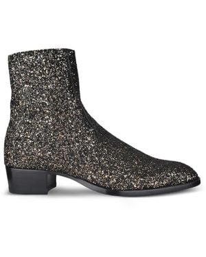 Saint Laurent Wyatt Glitter Boots - Brown