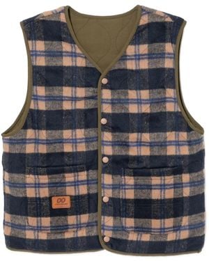 Chocoolate Logo-Patch Checked Gilet - Gray