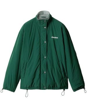 Miu Miu Pongé And Fleece Jacket - Green