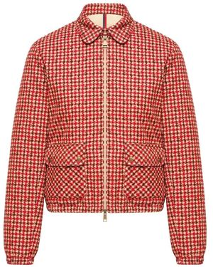 Moncler Chaqueta Lanset Con Motivo Pied De Poule Y Cremallera - Rojo