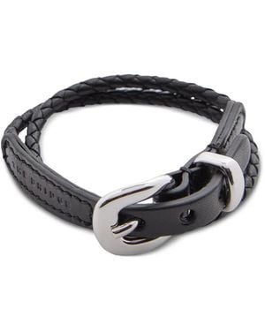 The Bridge Braided Leather Bracelet - Black