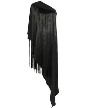 The Arrivals Angelica Fringed Asymmetric Dress - Black