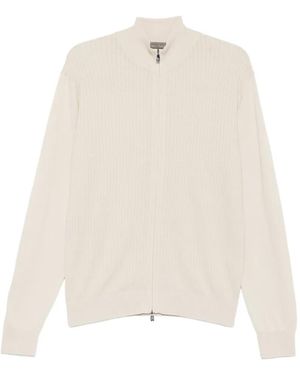 Corneliani Gerippter Cardigan Mit Reißverschluss - Weiß