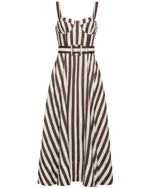 Cara Cara Vestido Midi Calypso A Rayas - Blanco