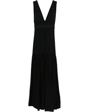 Sandro V-Neck Knitted Maxi Dress - Black