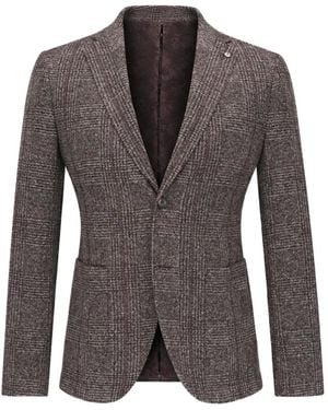 Lubiam Check Notched Jacket - Brown
