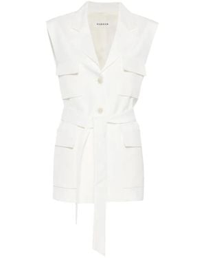 P.A.R.O.S.H. Pocket Belted Waistcoat - White