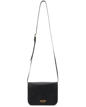 Moschino Logo-Lettering Leather Shoulder Bag - White