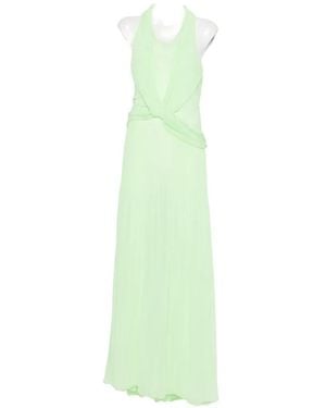 Genny Pleated Twist-Detail Maxi Dress - Green