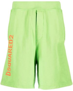 DSquared² Cotton Logo Print Shorts - Green