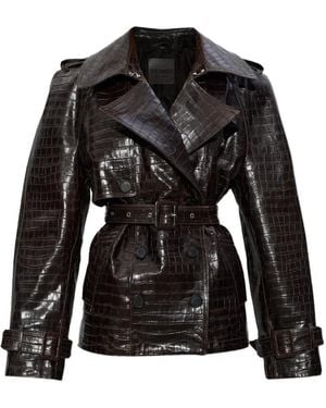 The Attico Belted Leather Jacket - Black