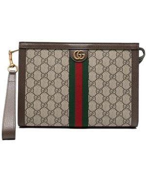 Gucci Small Ophidia Gg Supreme Cluth Bag - Grey
