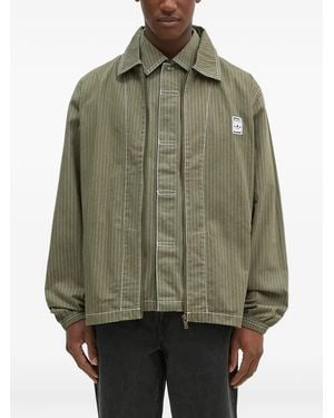 adidas Pinstripe Zip-Up Shirt Jacket - Green