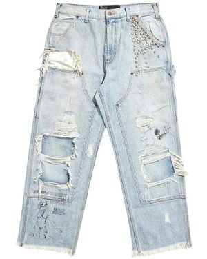 PALY Busted Distressed Studded Jeans - Blue
