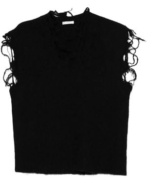 Haikure Distressed-Finish Top - Black