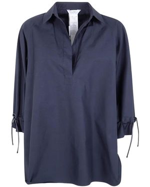 Max Mara Drawstring-Cuff Popover Shirt - Blue