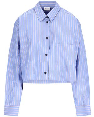 ANDAMANE Georgiana Striped Cropped Shirt - Blue