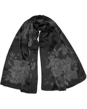Elizabetta Isabella Floral-Print Silk Scarf - Black