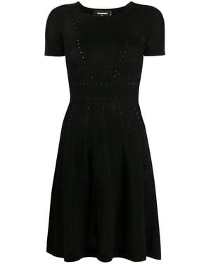 DSquared² Pointelle Knit Short Dress - Black