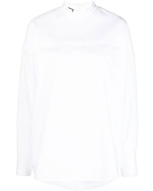 Plan C Long-Sleeve Cotton Blouse - White