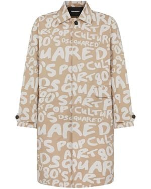 DSquared² Logo-Print Trench Coat - Natural