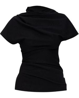 Entire studios Draped Wool Top - Black