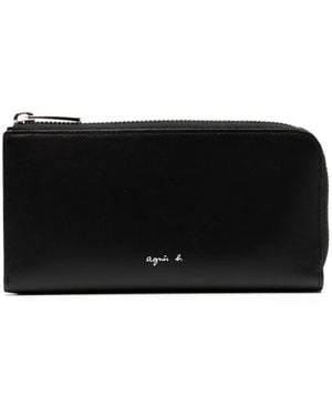 agnès b. Bi-Fold Leather Card Case - Black