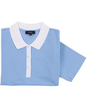 Fay Logo-Embroidered Polo Top - Blue