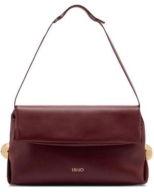 Liu Jo Burgundy Faux Leather Bag With Logo - Purple