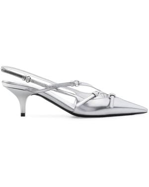 Miu Miu Escarpins En Cuir À Boucle 55 Mm - Blanc