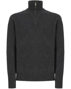 Missoni ヘリンボーン ハーフジップ セーター - ブラック